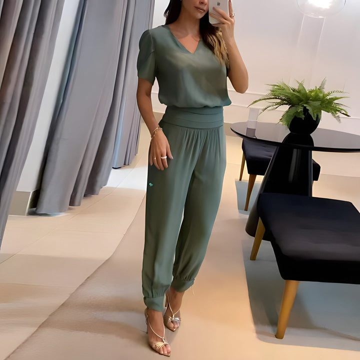 Women's Trendy Two-Piece Top and Trouser Coordinated Set