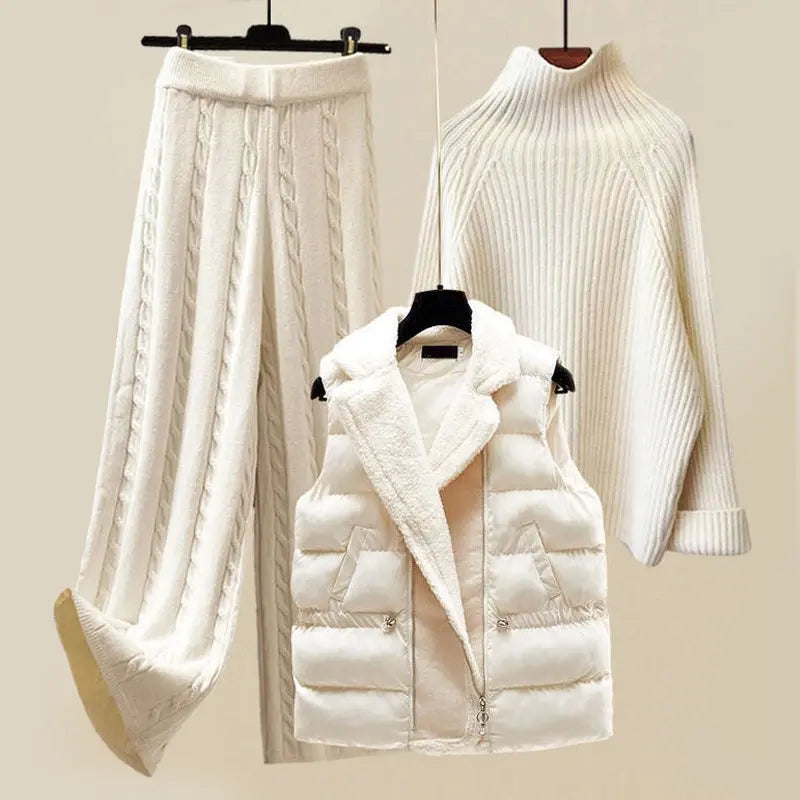 Women's luxury Three-piece knit winter set