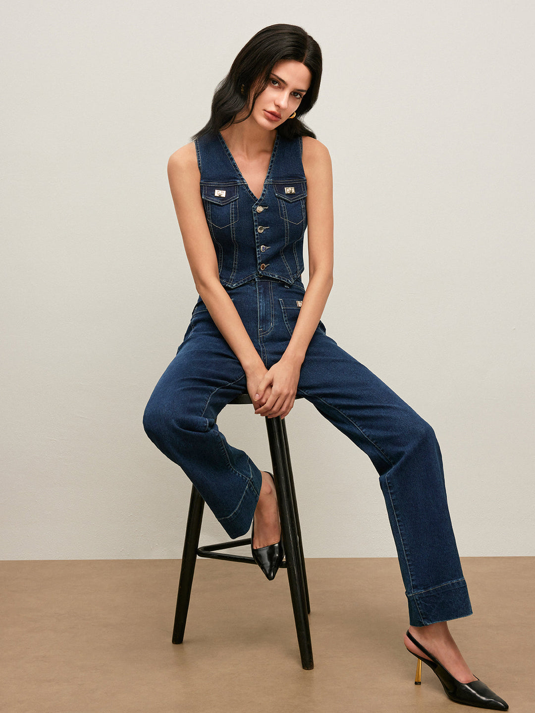 Classic Denim Button-Up Vest