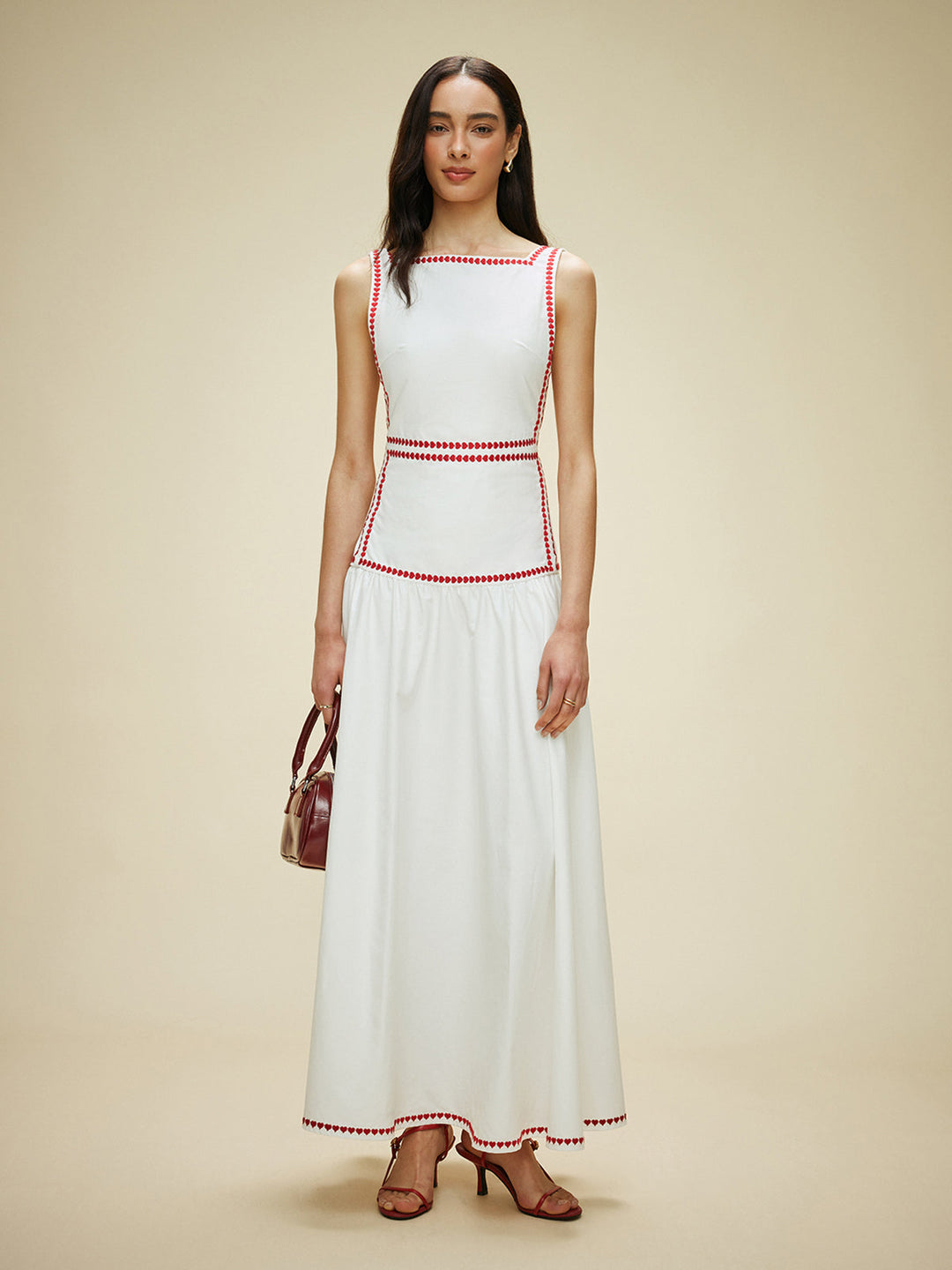Updated | Lightweight Cotton Contrast Trim Dress with Back Tie