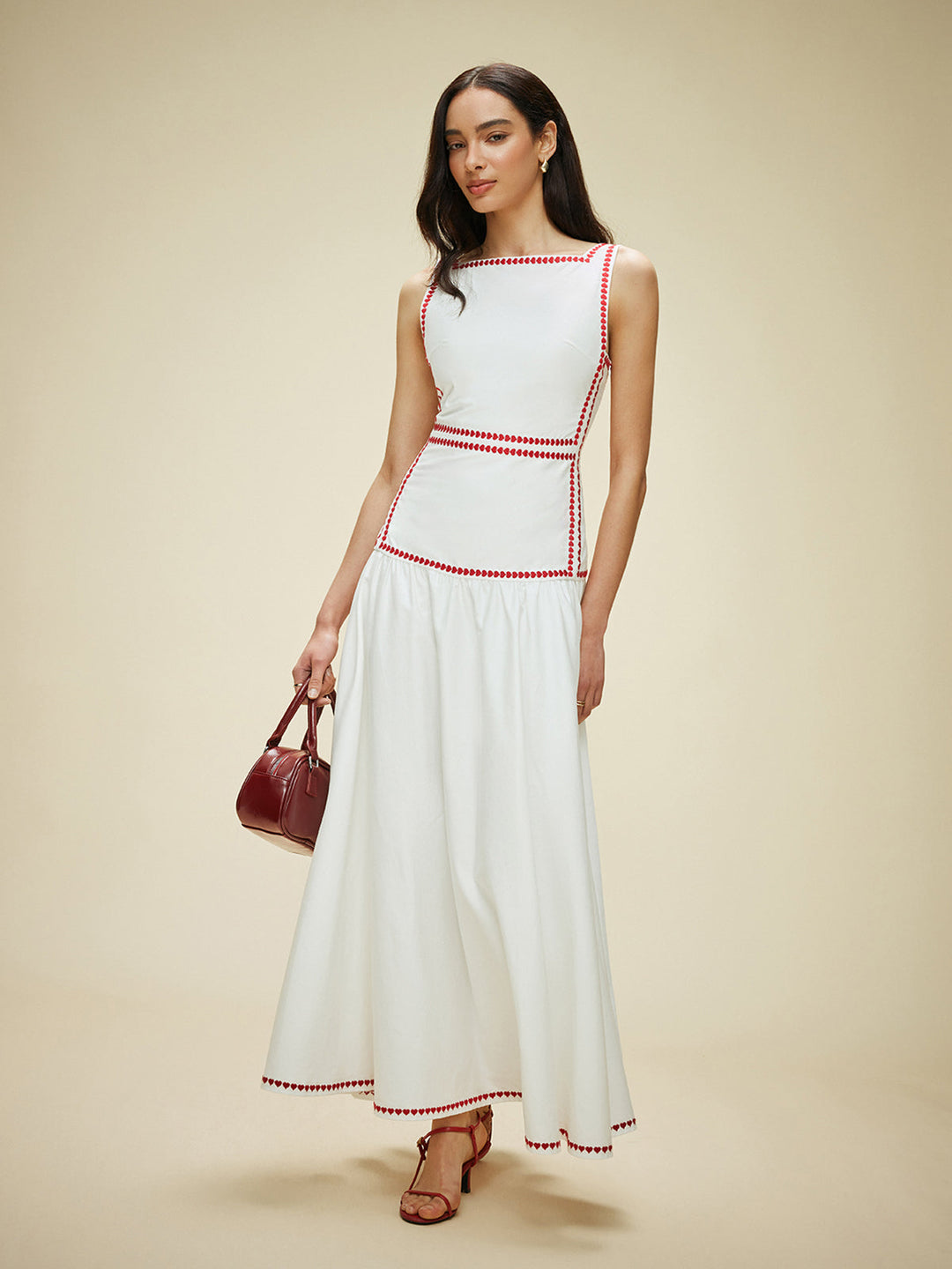 Updated | Lightweight Cotton Contrast Trim Dress with Back Tie