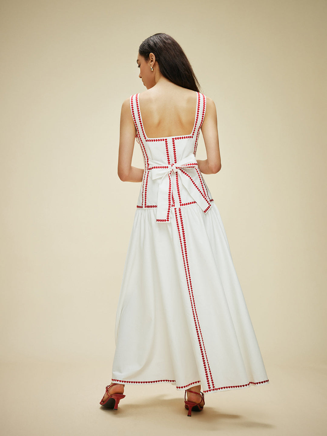 Updated | Lightweight Cotton Contrast Trim Dress with Back Tie