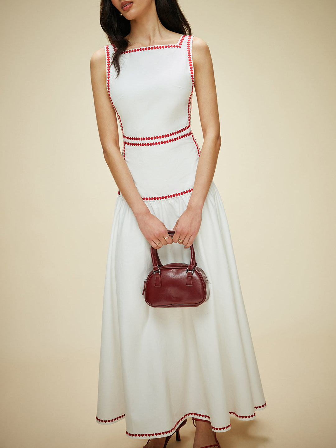 Updated | Lightweight Cotton Contrast Trim Dress with Back Tie