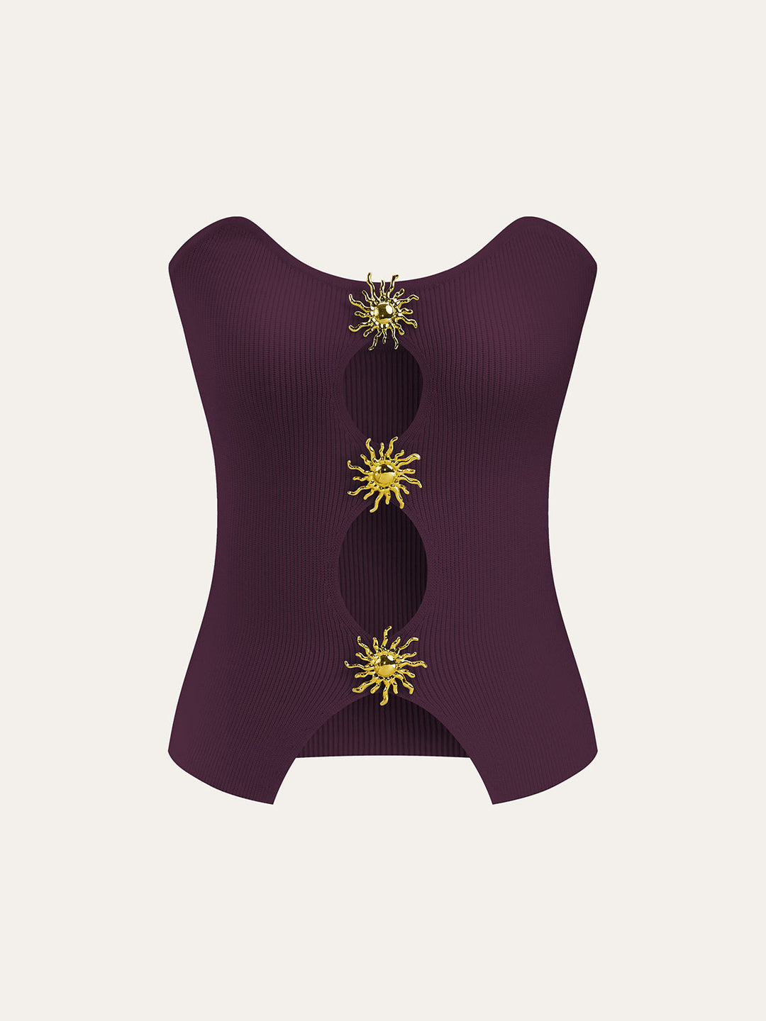 Metal Cut-Out Knit Sweater Vest