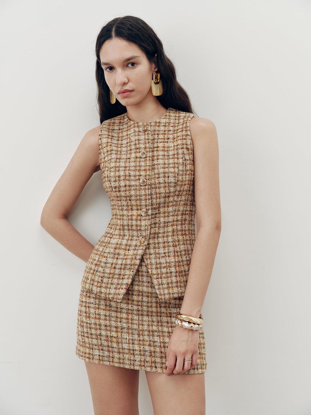 Tweed Sleeveless Vest