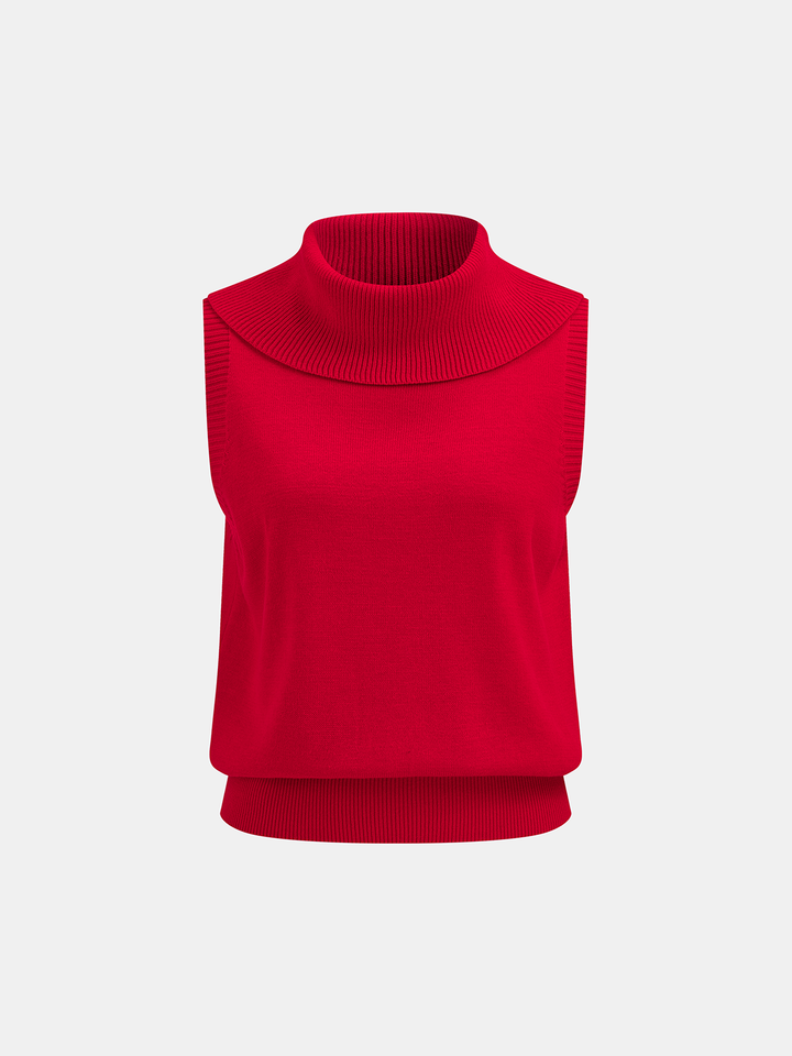 Turtleneck Sleeveless Knit Vest