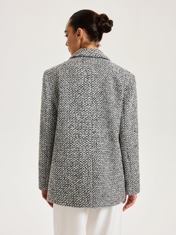 Wool-Blend Tweed Double-Breasted Blazer