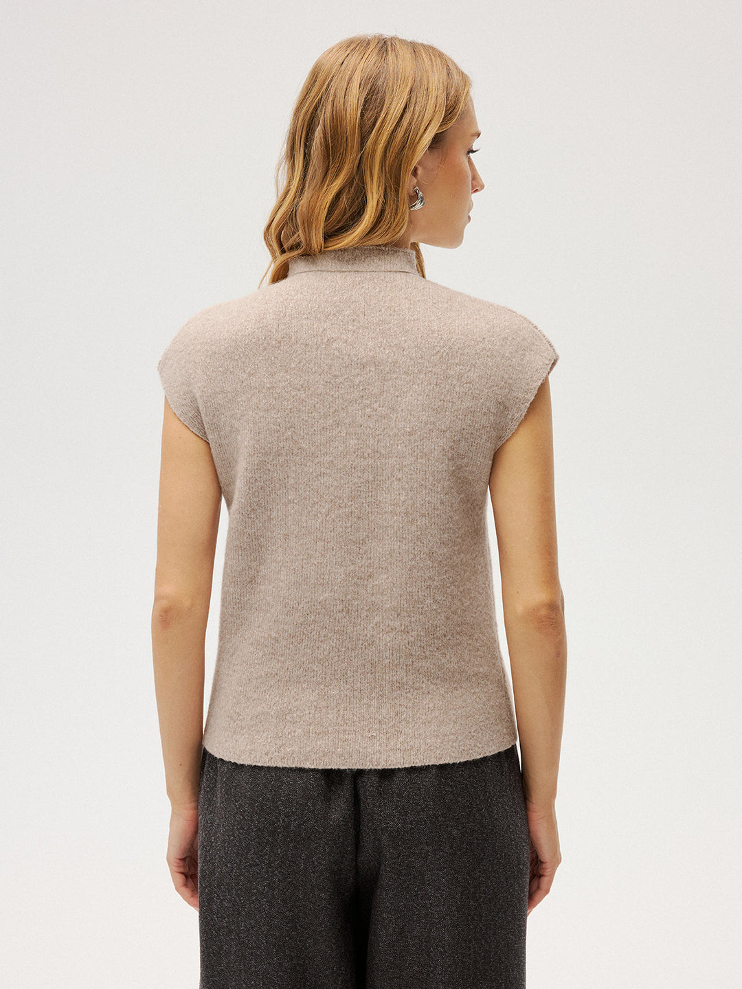Mock Neck Sleeveless Knit Vest