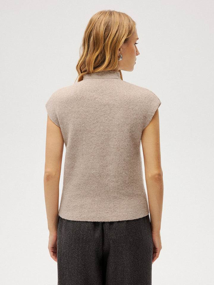Mock Neck Sleeveless Knit Vest