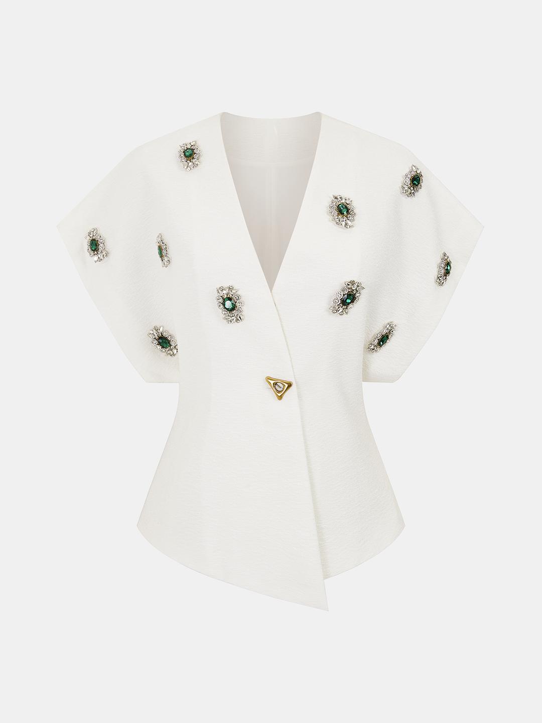 Jeweled Short Sleeve V-Neck Top