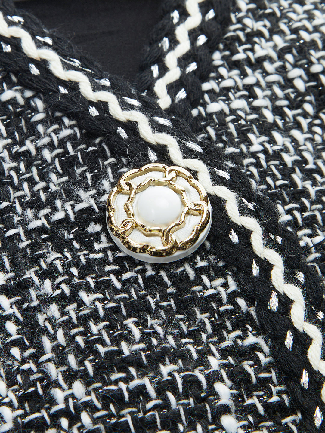 Tweed V-Neck Sleeveless Vest