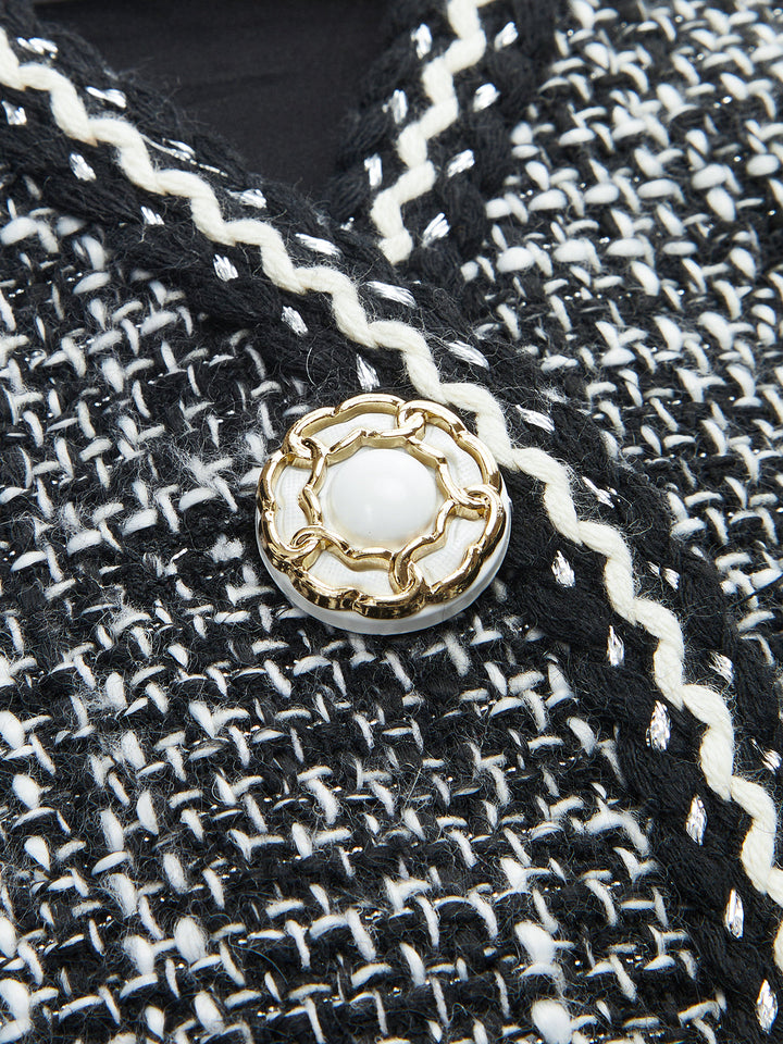 Tweed V-Neck Sleeveless Vest