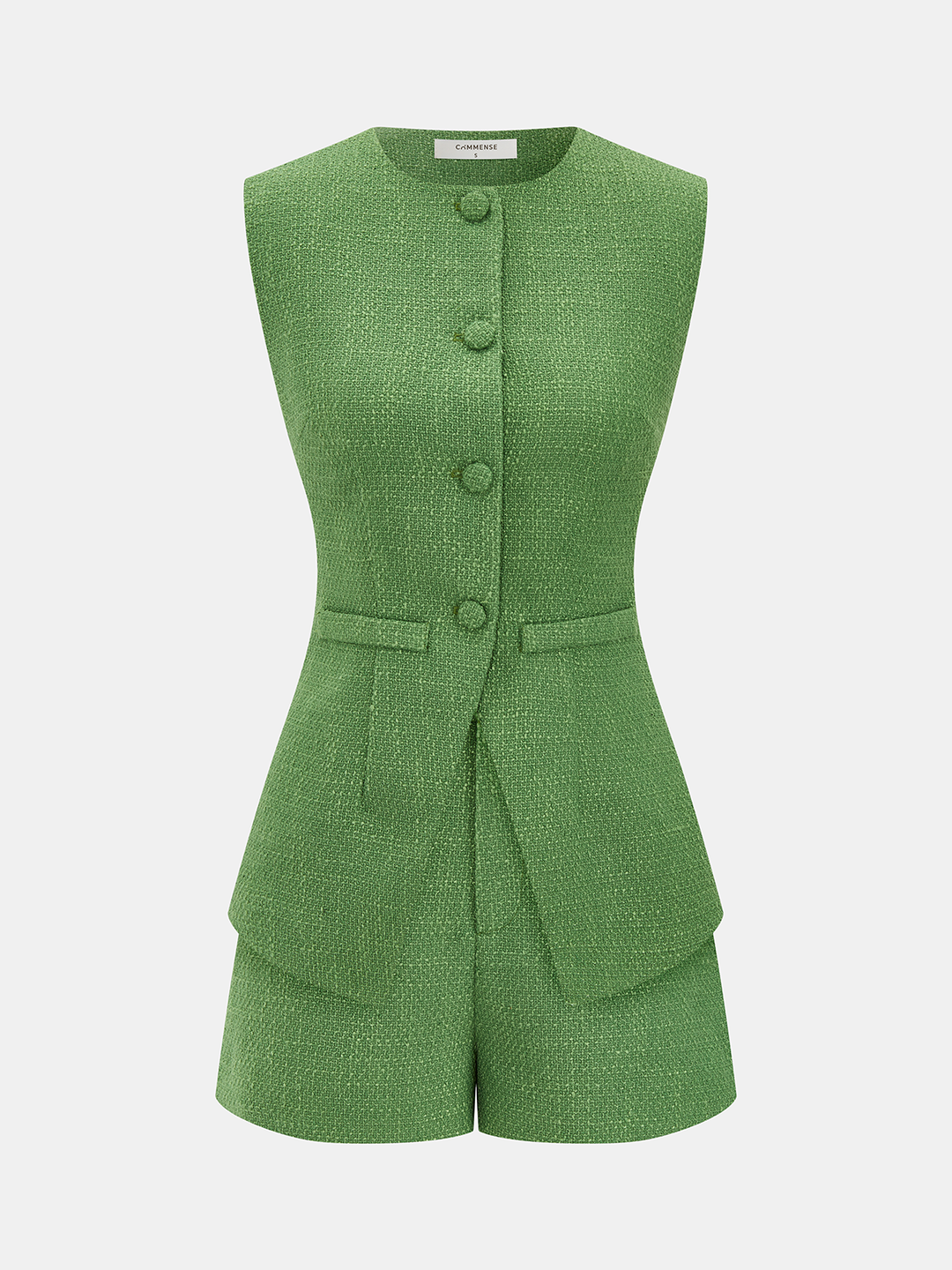Tweed Sleeveless Vest & Shorts Set