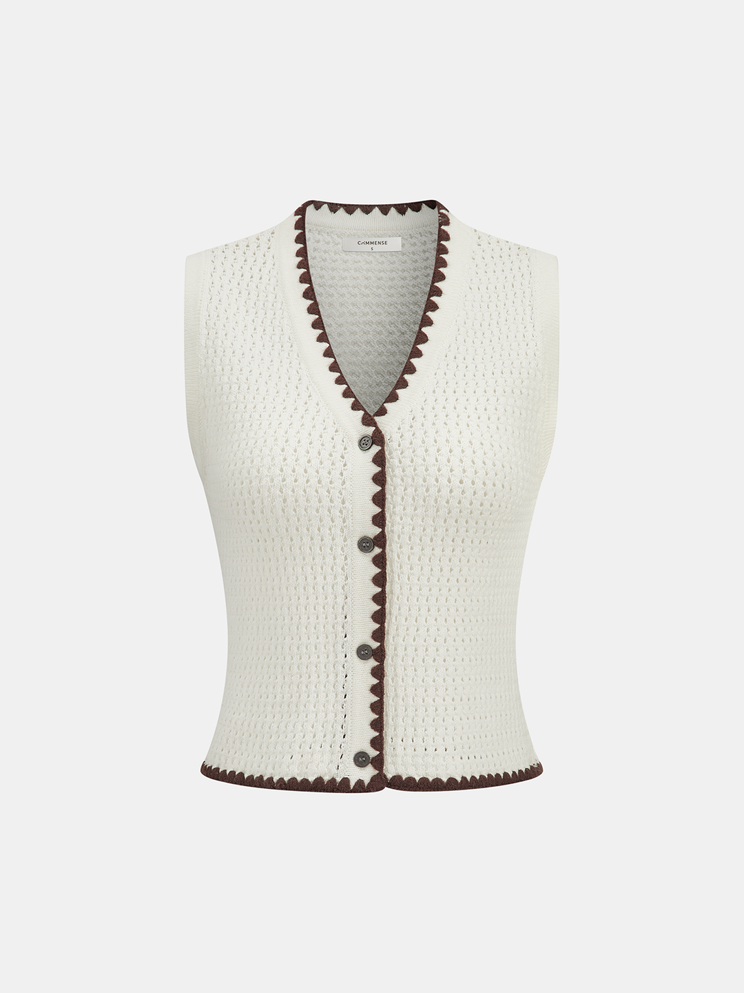 Contrast Trim Knit Vest & Wide-Leg Pants Set