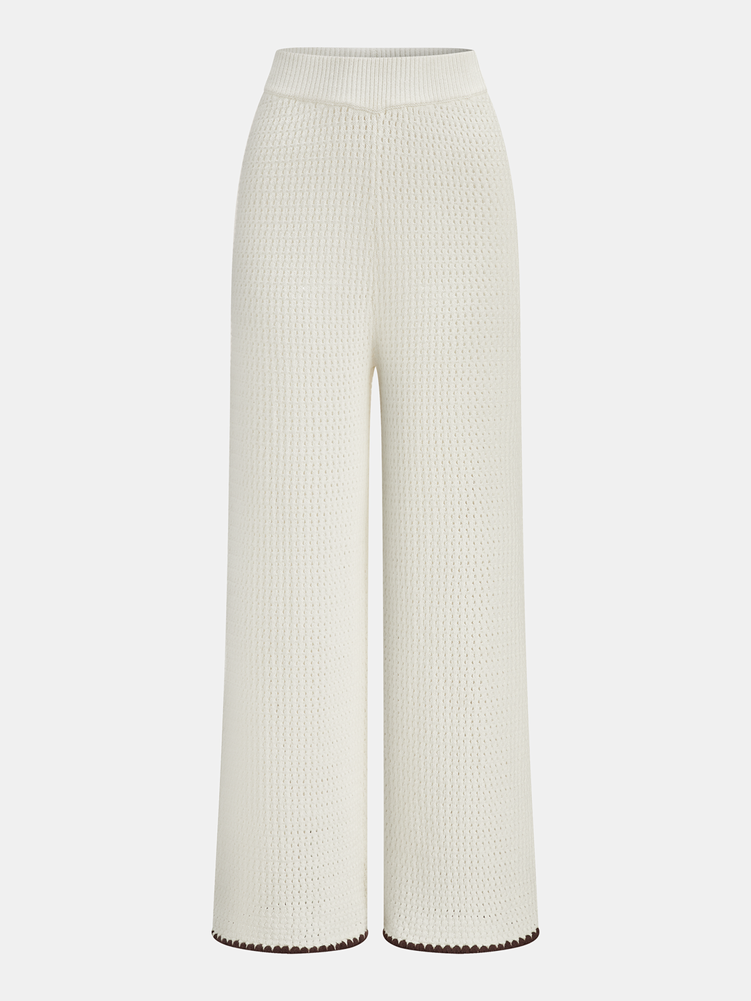 Contrast Trim Knit Vest & Wide-Leg Pants Set