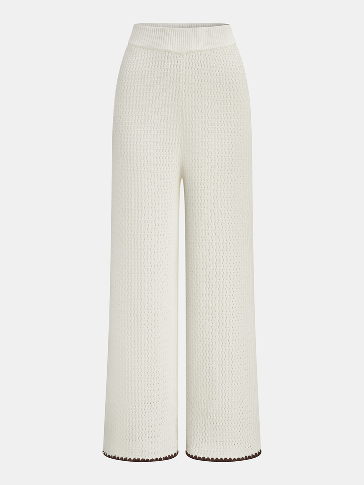 Contrast Trim Knit Vest & Wide-Leg Pants Set