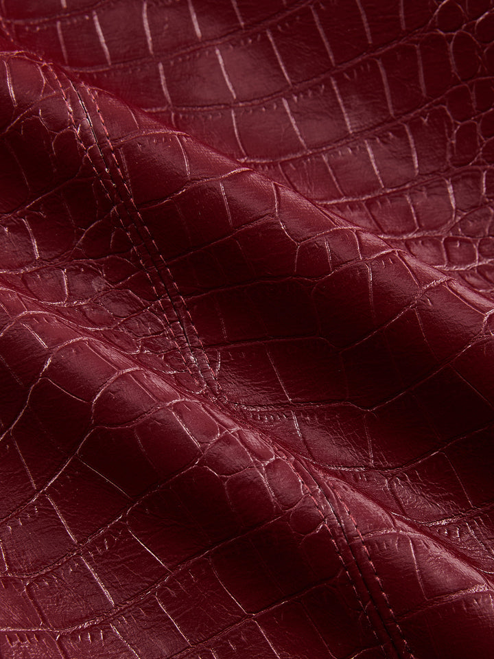 Belted Crocodile-Embossed Blazer