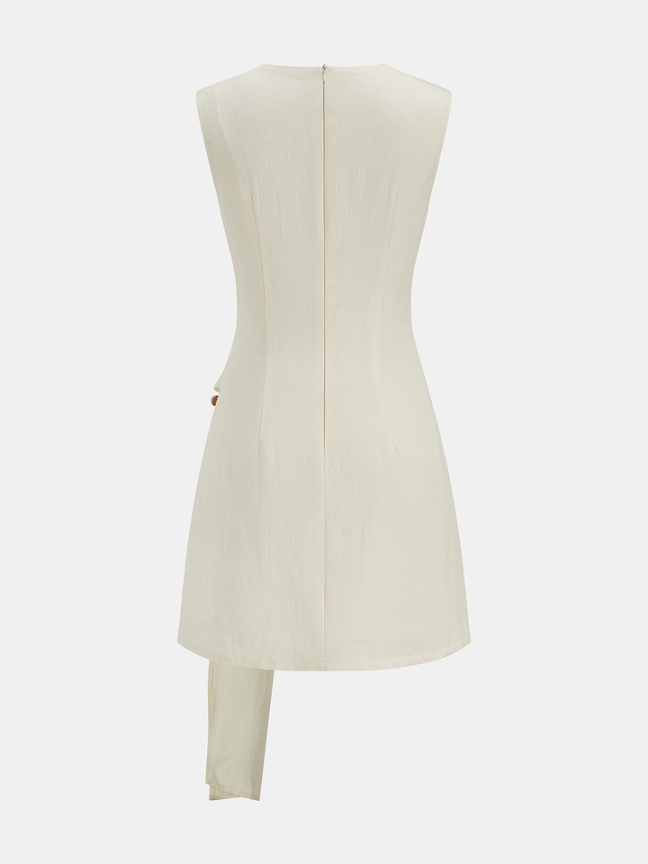 Updated | Tencel Blend Asymmetric Buckle Ruched Mini Dress