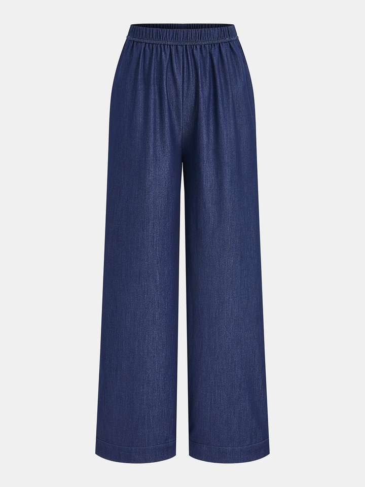 Faux Denim Tie-Waist Vest & Pants Set