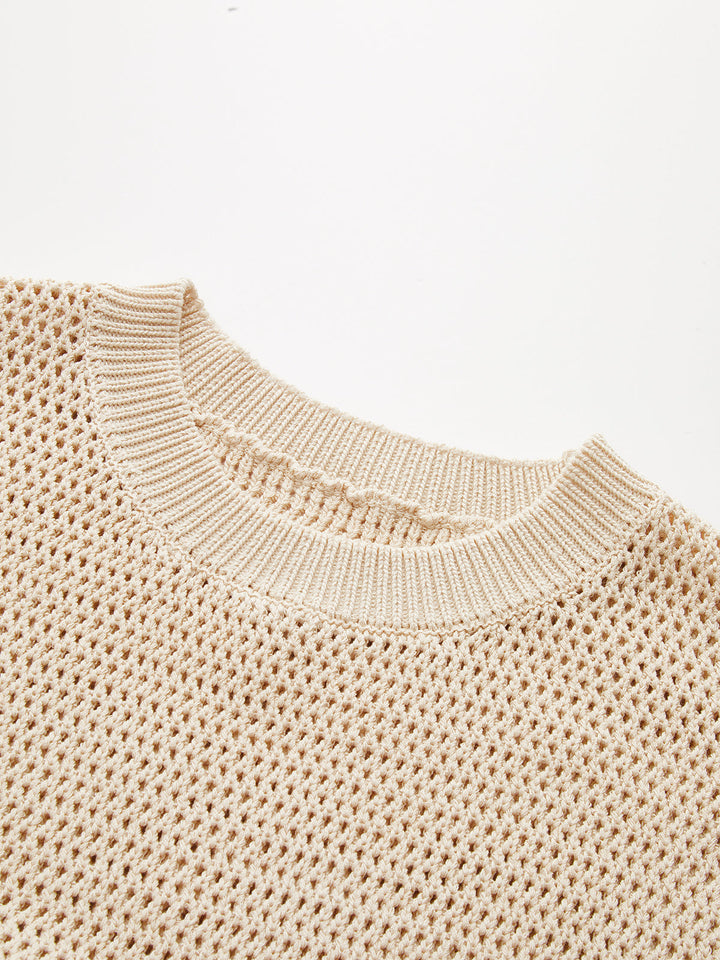 Open-Knit Cap Sleeve Sweater Top
