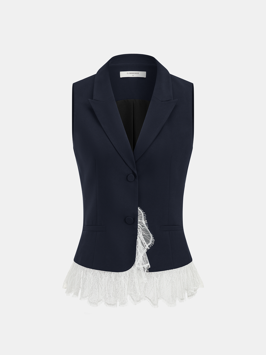 Lace Trim Blazer Vest & Shorts Set