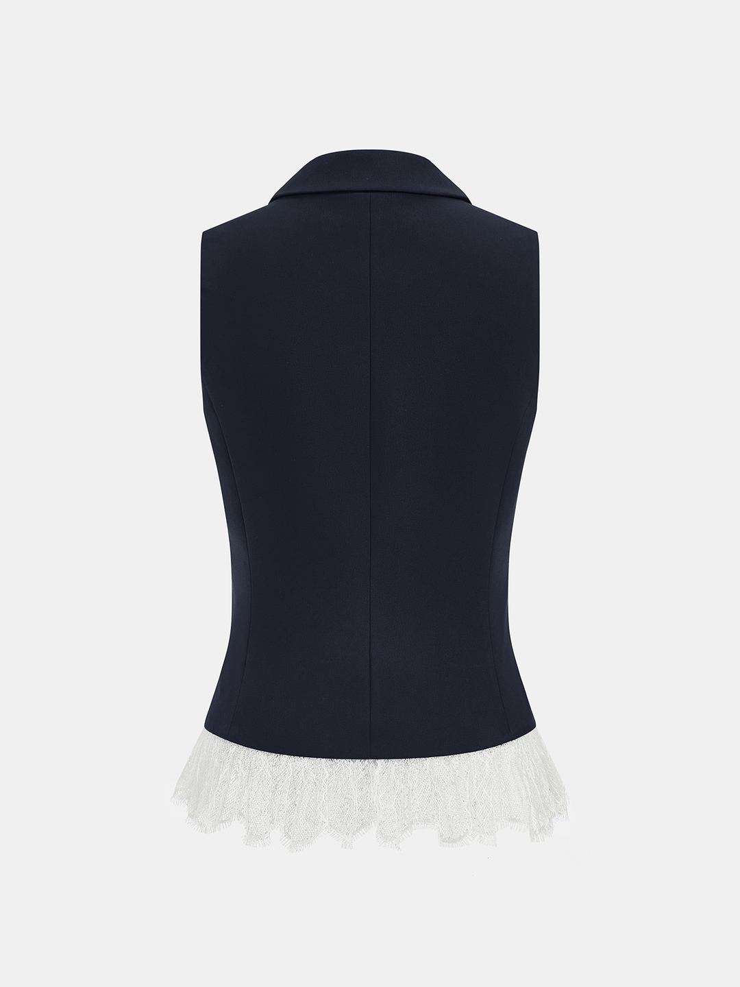 Lace Trim Blazer Vest & Shorts Set