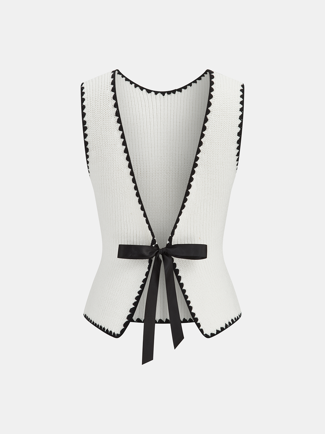 Scalloped Trim Tie-Back Sweater Vest