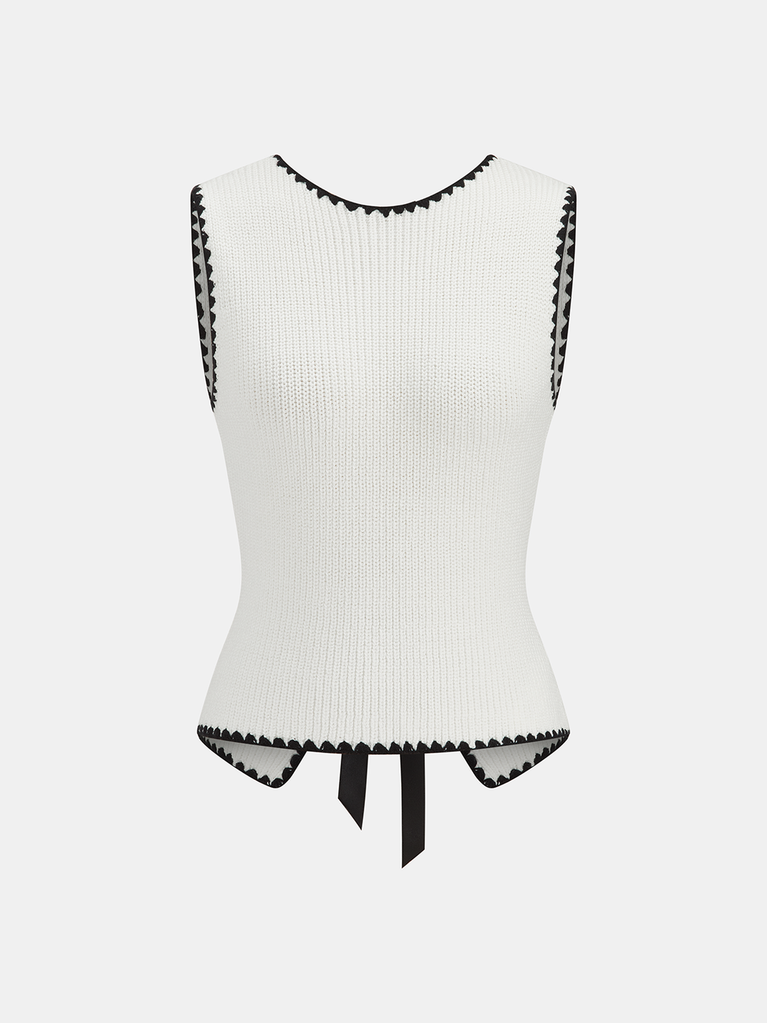 Scalloped Trim Tie-Back Sweater Vest