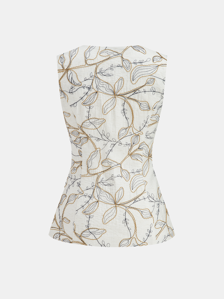 Printed Metal Button Vest & Mini Skirt Set