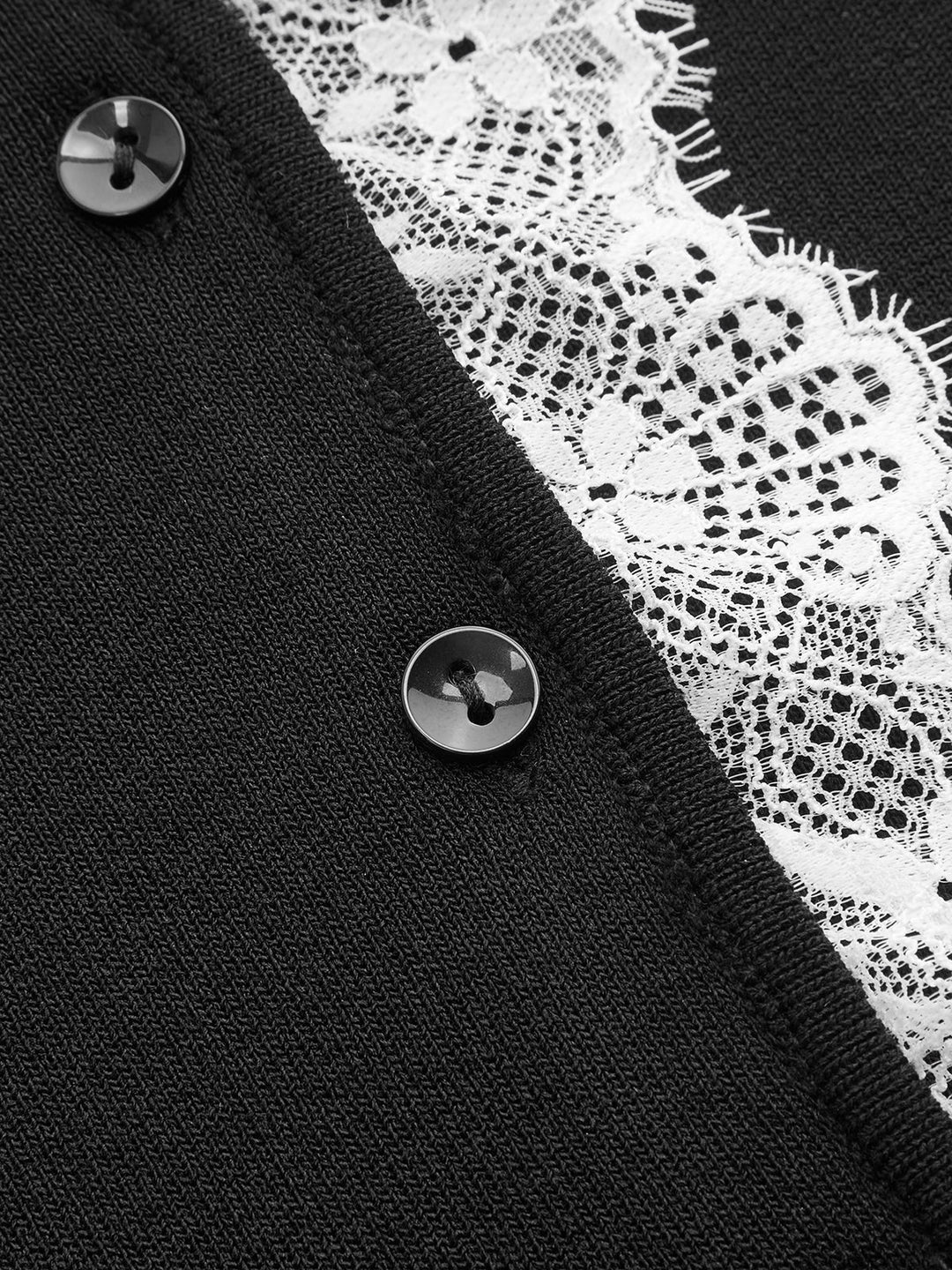 Lace Trim Button Front Knit Vest