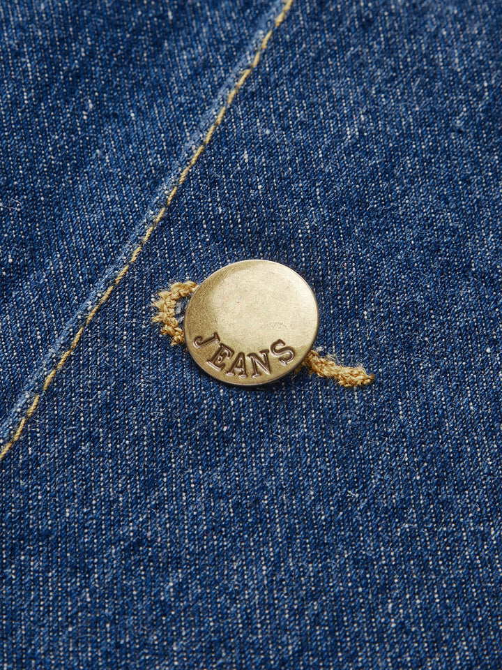 Metal Button Denim Blazer Dress