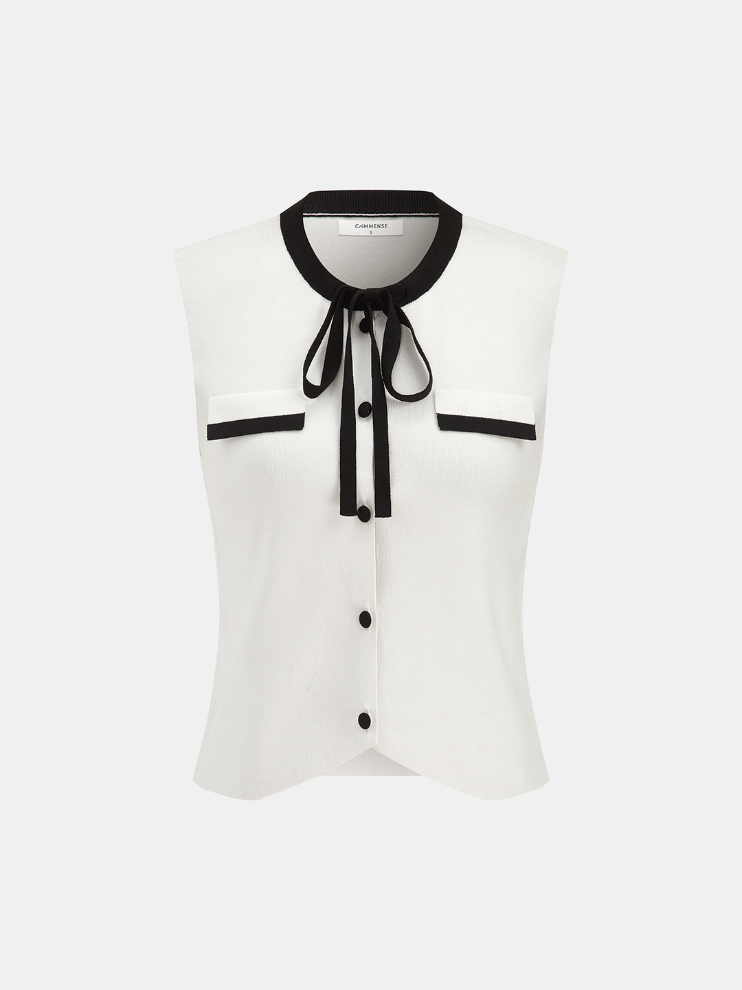 Bow Tie Button Front Knitted Vest