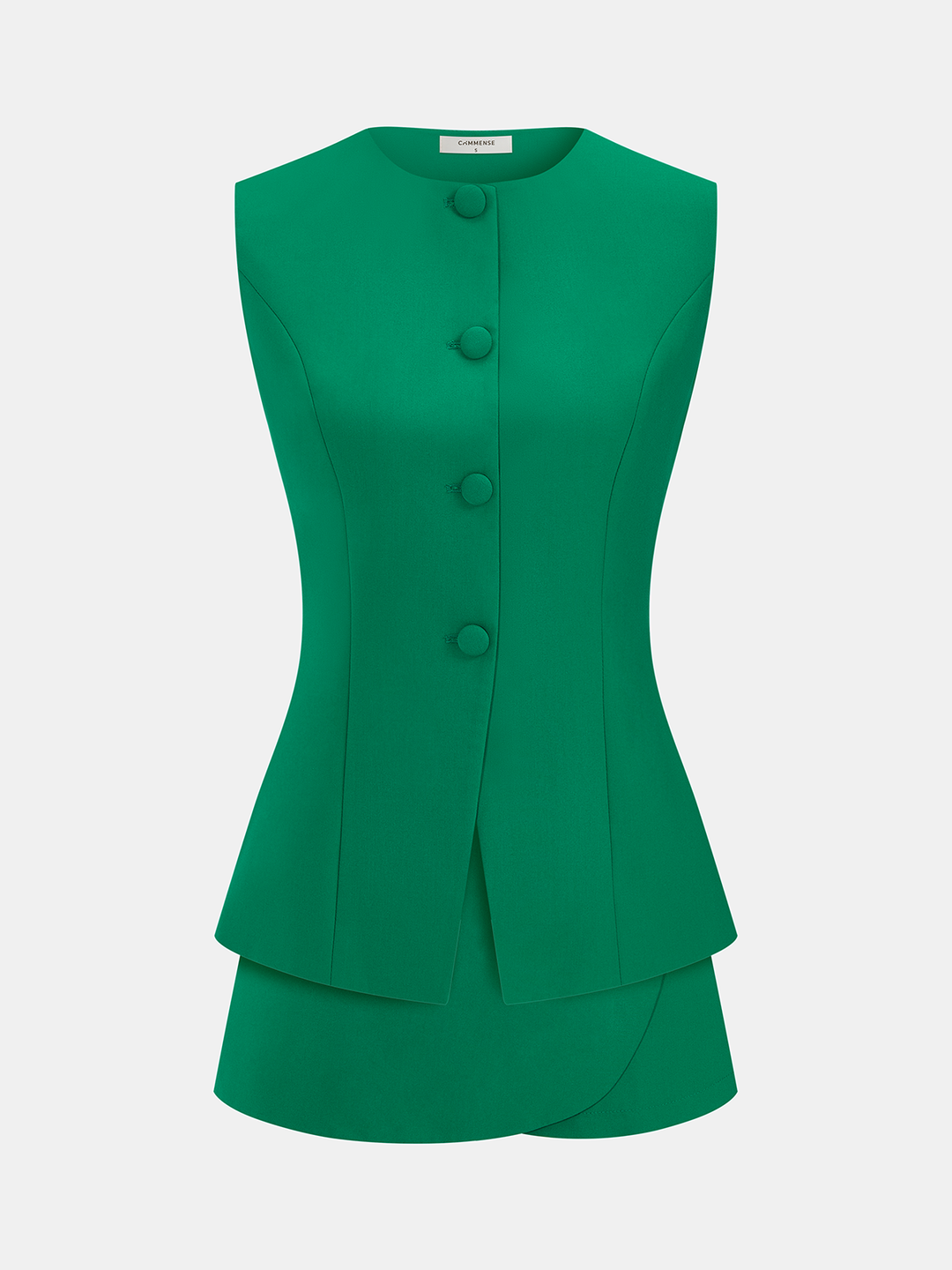 Button Front Tailored Vest & Skort Set