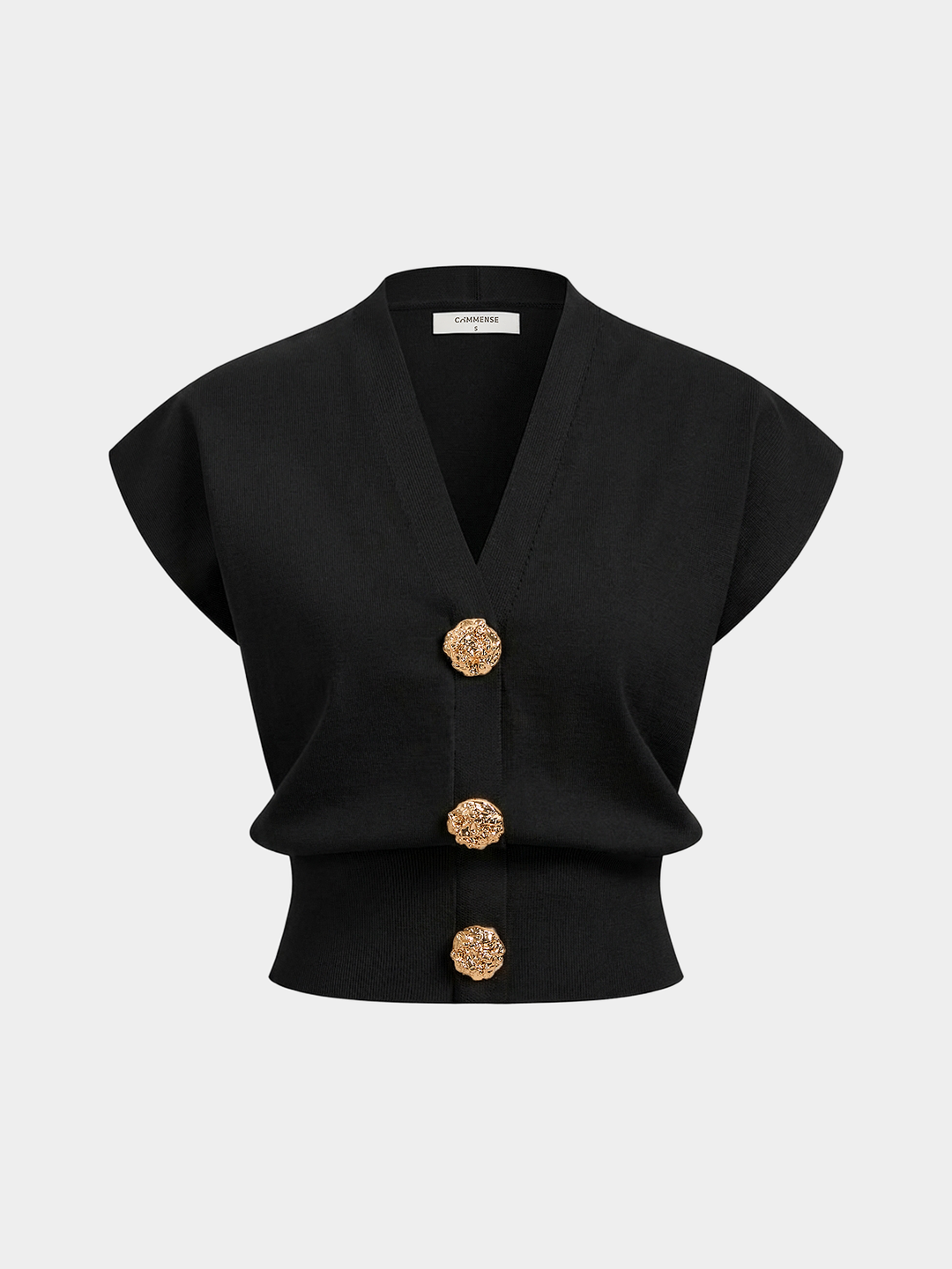 V-Neck Cap Sleeve Knit Top