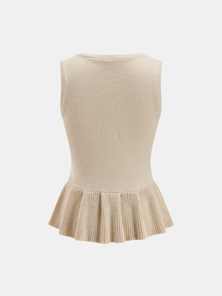 Sleeveless Ruffle Hem Knit Peplum Top