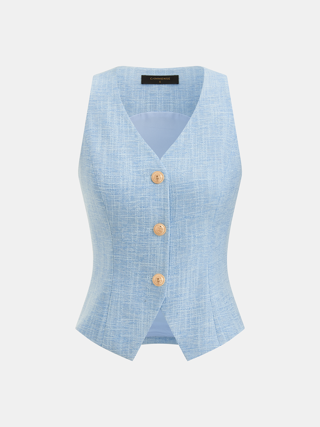 Textured Metal Button Vest & Shorts Set