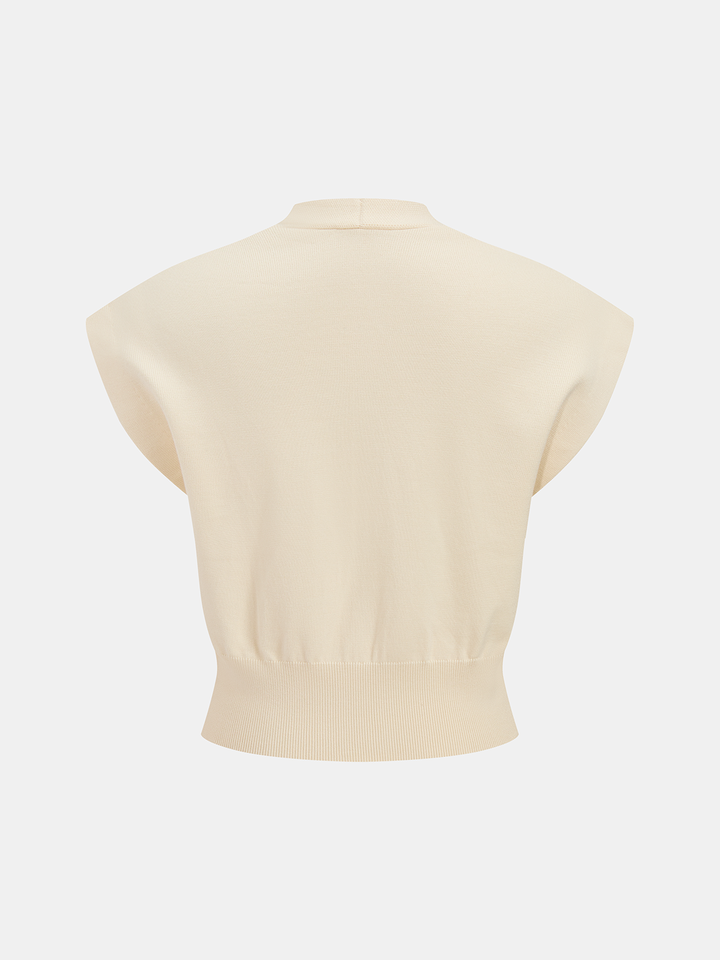 V-Neck Cap Sleeve Knit Top