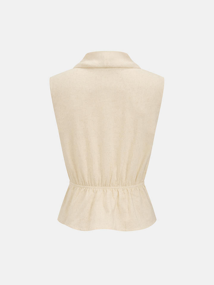 Linen Blend Wrap Vest Top