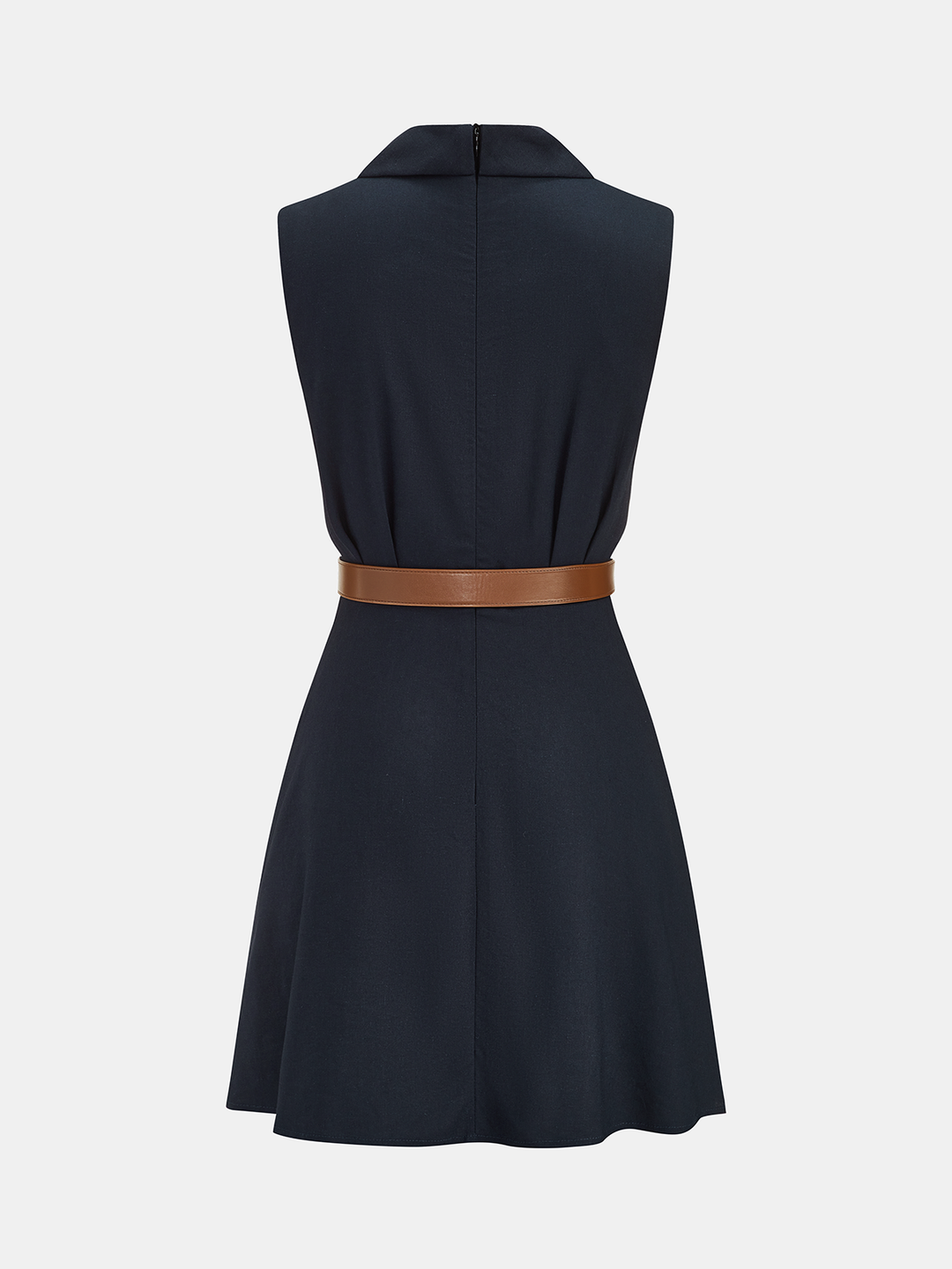 Belted Wrap Linen Blend Sleeveless Mini Dress