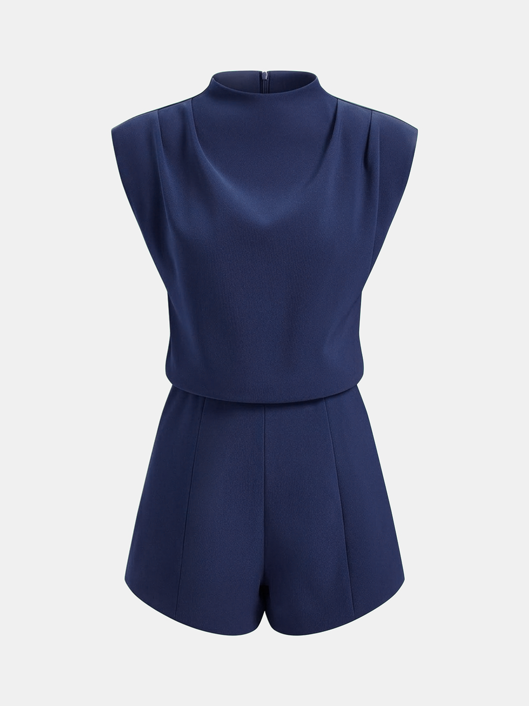 Draped Sleeveless Mock Neck Romper