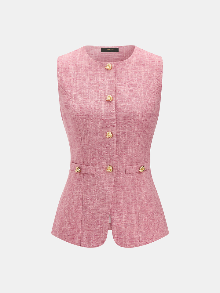 Tweed Sleeveless Vest & Mini Skirt Set