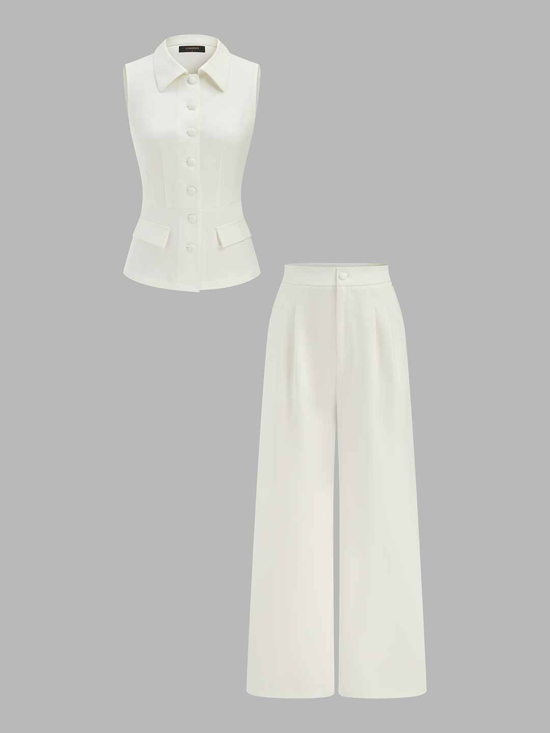 Collared Cotton Linen Vest & Pants Set