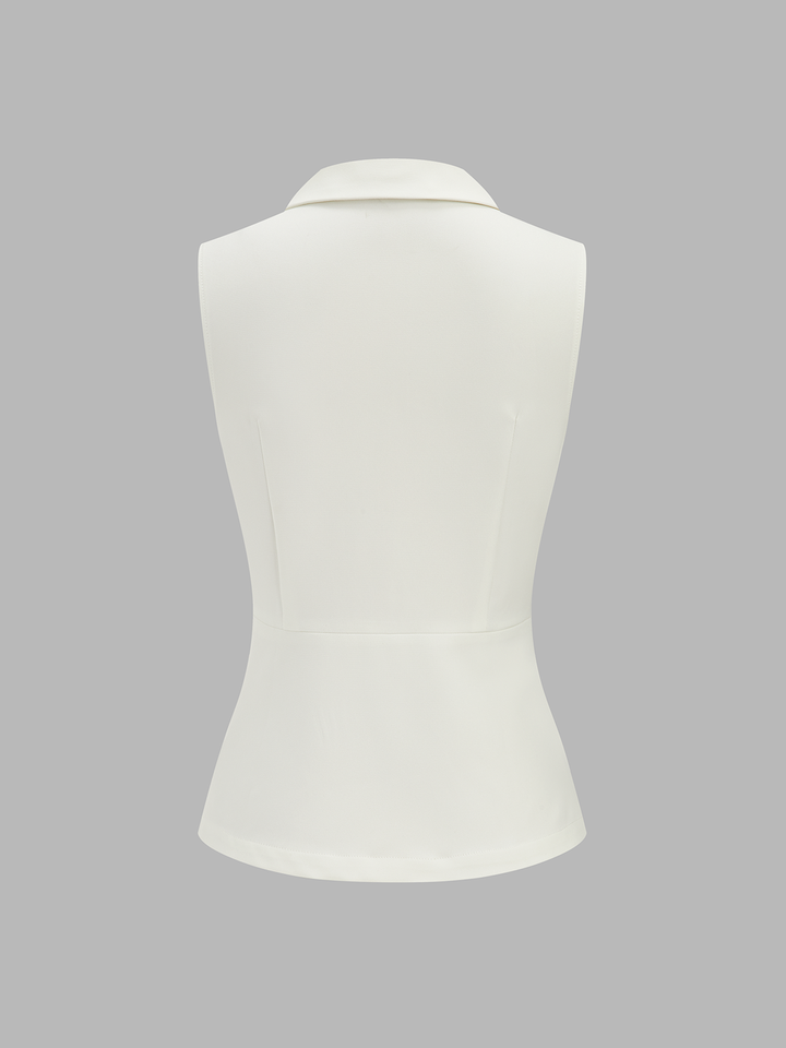 Collared Cotton Linen Vest & Pants Set