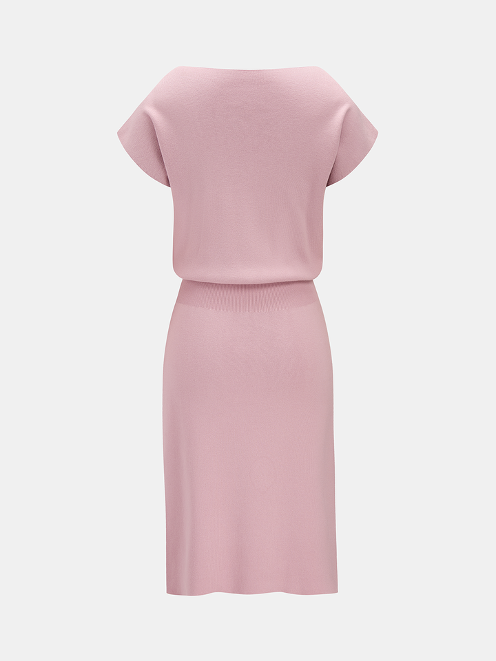 3D Floral Applique Short Sleeve Knit Dress