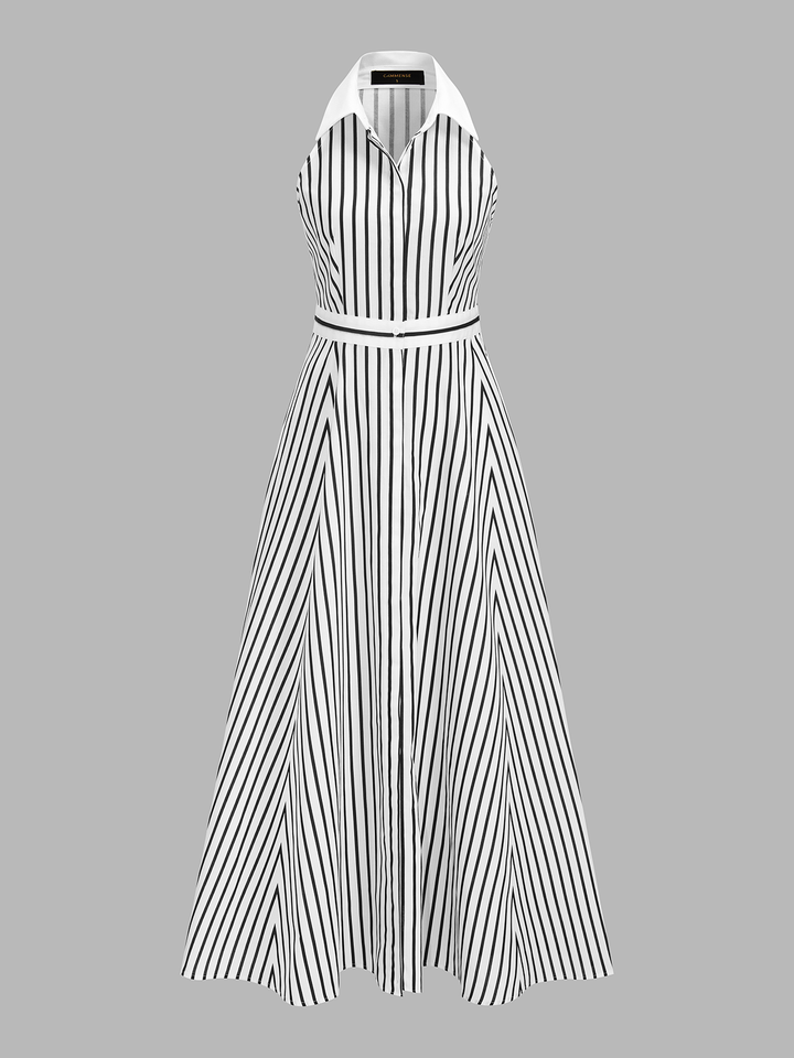 Striped Sleeveless Shirt Maxi Dress