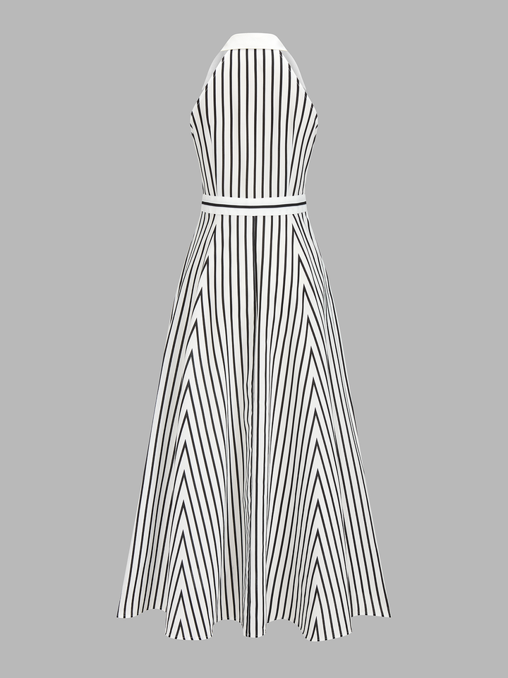 Striped Sleeveless Shirt Maxi Dress