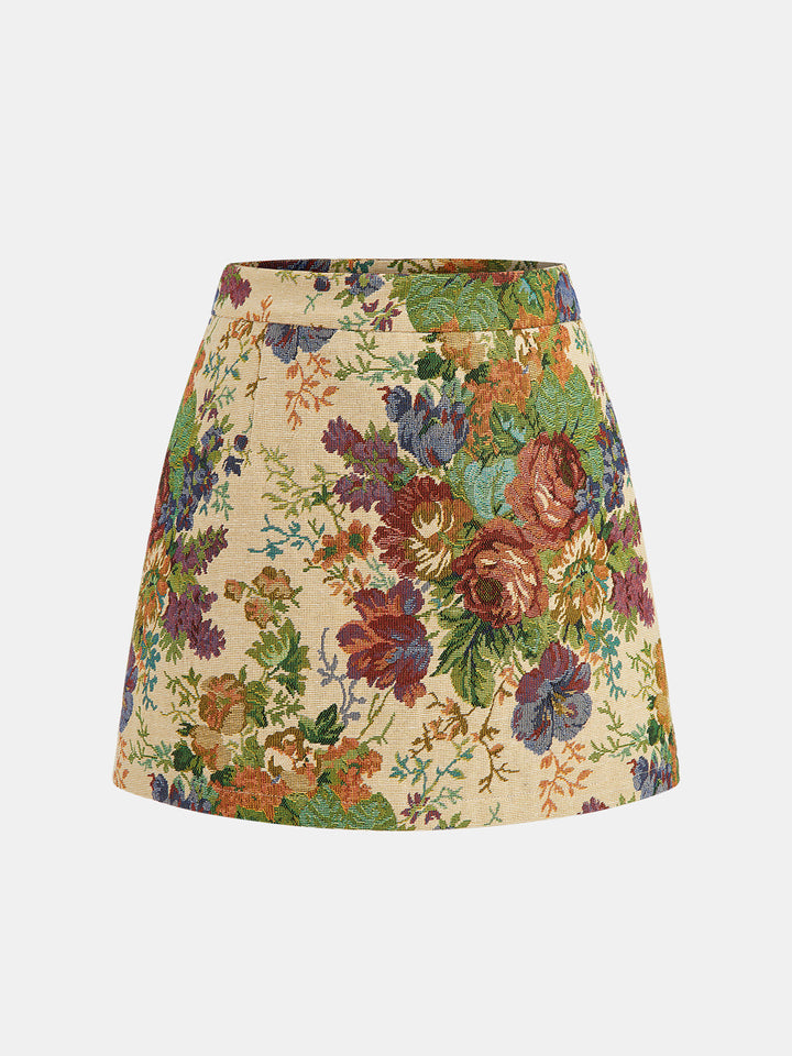 Floral Print Vest & Mini Skirt Set