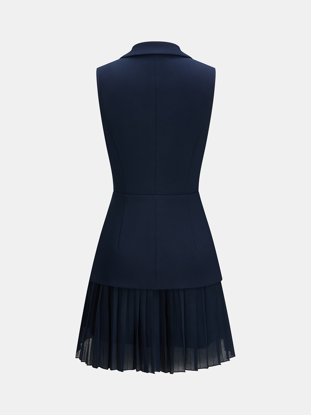 Blazer Style Pleated Mini Sleeveless Dress