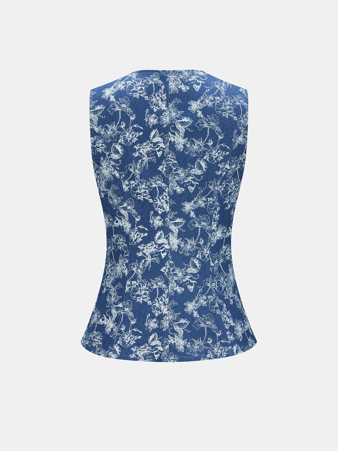 Floral Jacquard Denim Vest & Shorts Set