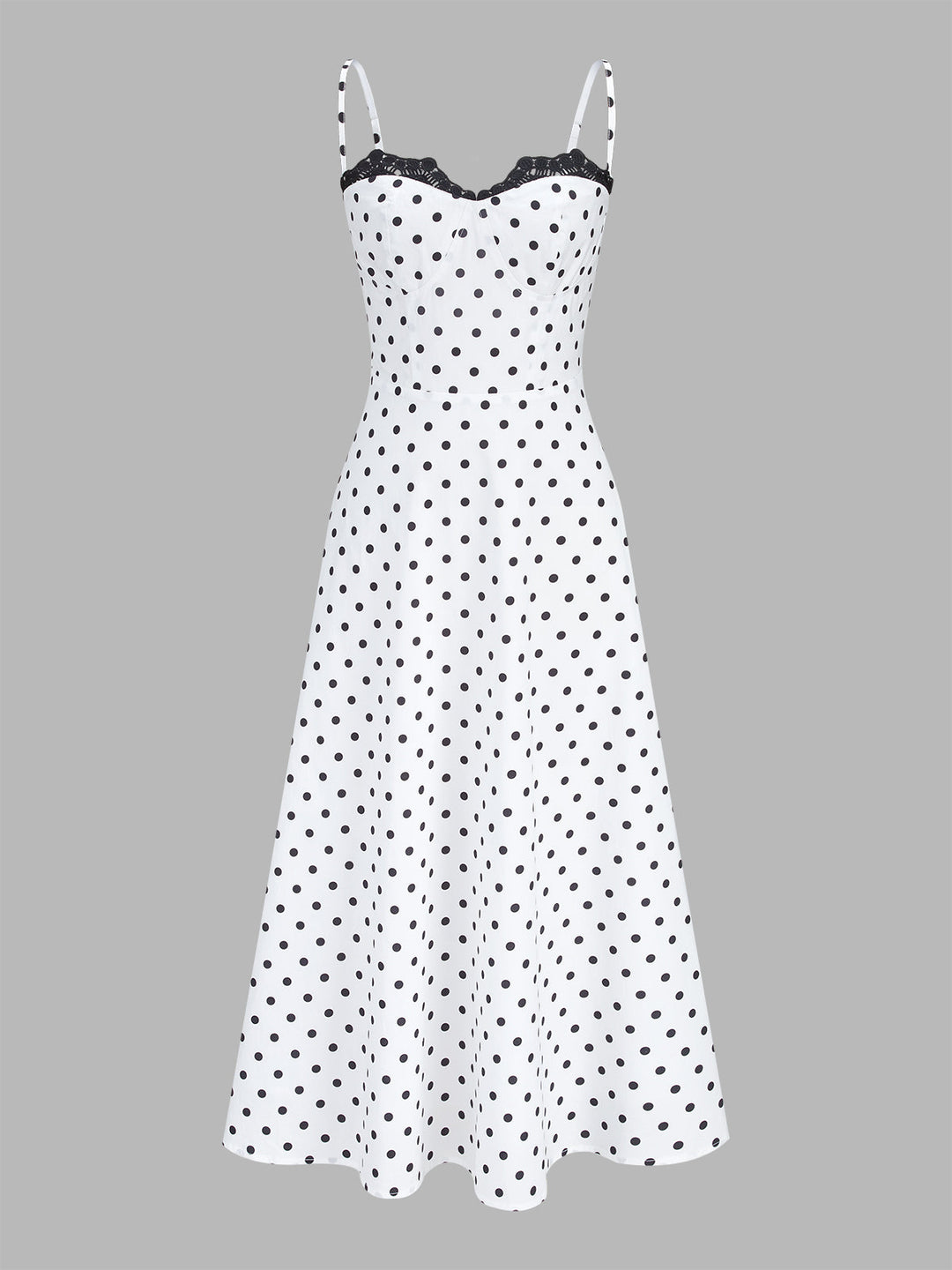 Polka Dot Lace Trim Cami Maxi Dress